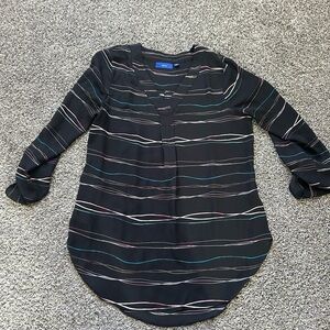 Apt. 9 Black Blouse with Multicolor Stripes